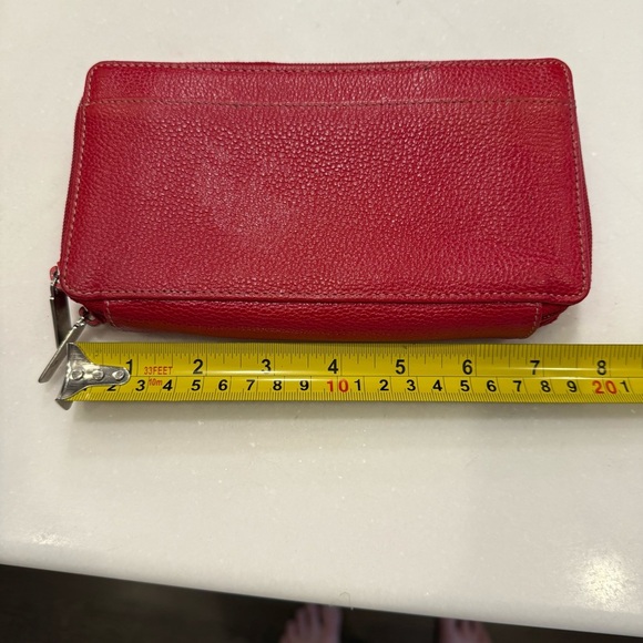 TUSK NEW YORK Women’s Wallet Double Zip Madison Red Pebbled Leather - Picture 8 of 15